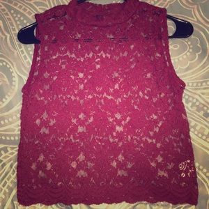 Red wine see through blouse